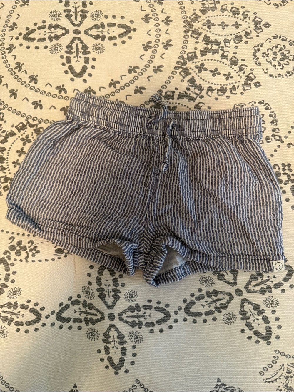 Blue + White Striped Cotton Button-Up Shirt & Shorts Set - Picture 6 of 8